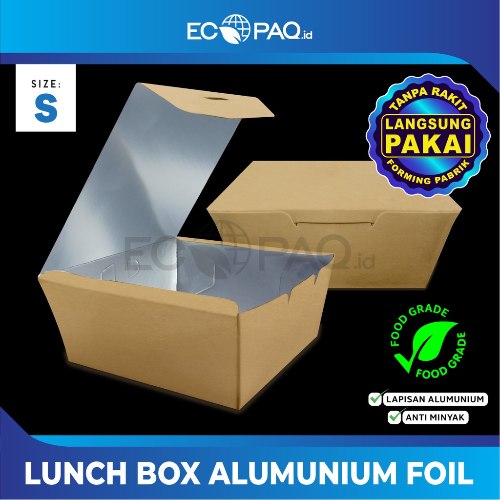 Lunch Box Paper Alumunium - Box Makanan Lapis Alumunium - Lunch Box Paper Thermal (isi 50 pcs)