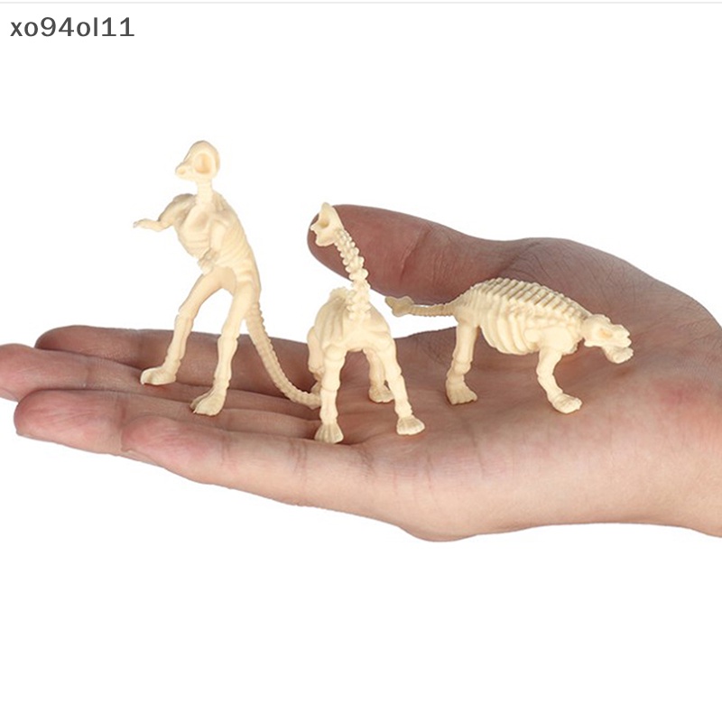 Xo 12pcs Mainan Dinosaurus Model Simulasi Kerangka Fosil Set Mini Action Figure OL