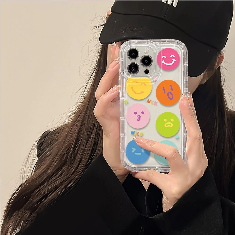 IPHONE Casing Ponsel Lembut Emosi Lucu Kompatibel Untuk Iphone14 13 11 12 Pro XS Max X XR 7 +8 Plus Casing Transparan TPU Silikon Shockproof Cover