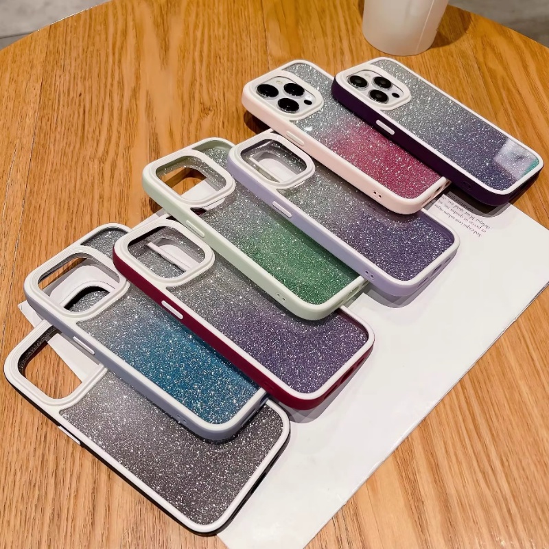 IPHONE Casing glitter Gradasi Mewah Kompatibel Untuk Iphone14 13 12 11 Pro MAX IX XR XS Max7 8 Plus Case Shockproof Bumper Armor Akrilik Hard Cover