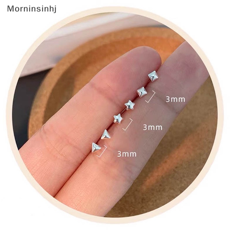 Mornin Anting Tusuk Simple Mini Untuk Wanita Hati Bintang Bulan Stud Earring Perhiasan Pesta id