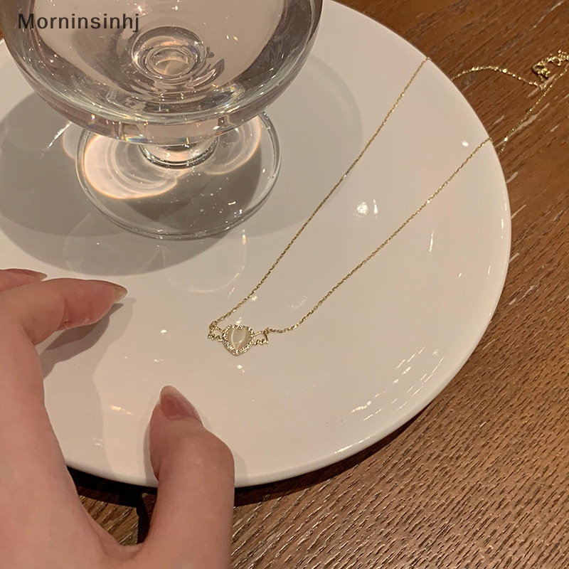 Mornin Korea Fashion Kalung Untuk Wanita Berbentuk Hati Zirkon Kalung Liontin Temperamen Rantai Klavikula Hadiah Perhiasan Pesta Ulang Tahun id