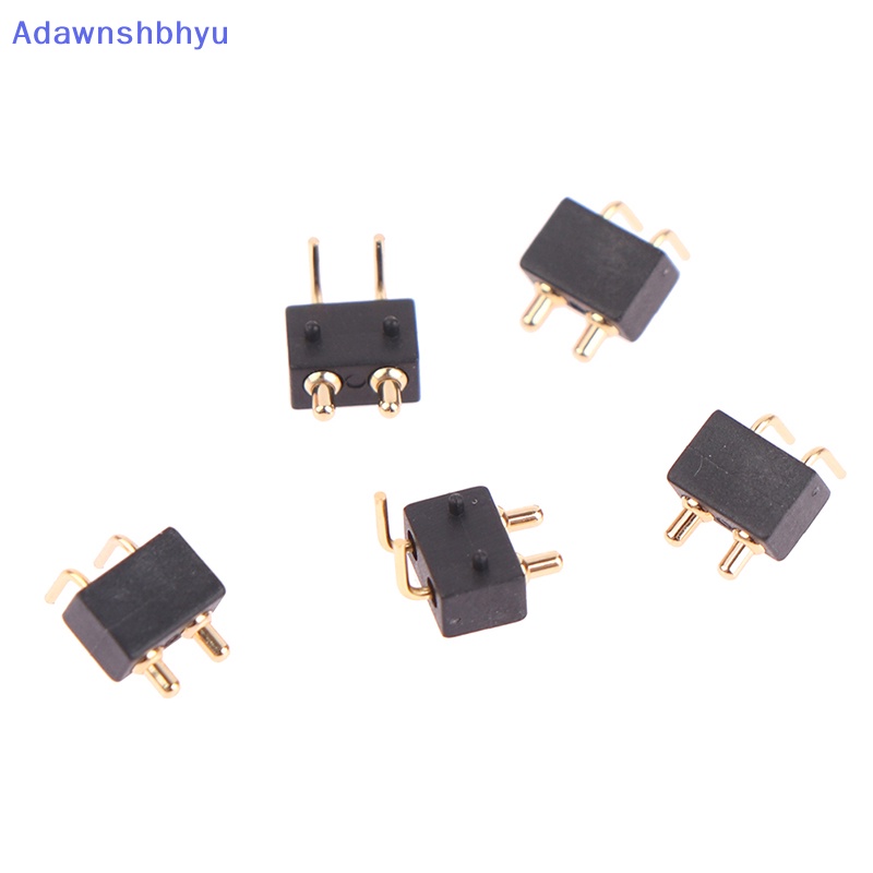 Adhyu 5Pcs Spring Loaded Konektor Pogo Pin 2tiang 2.5 Grid Male Sudut Kanan Target Kontak Wajah Cekung Melalui Lubang Pogopin Probe PCB ID