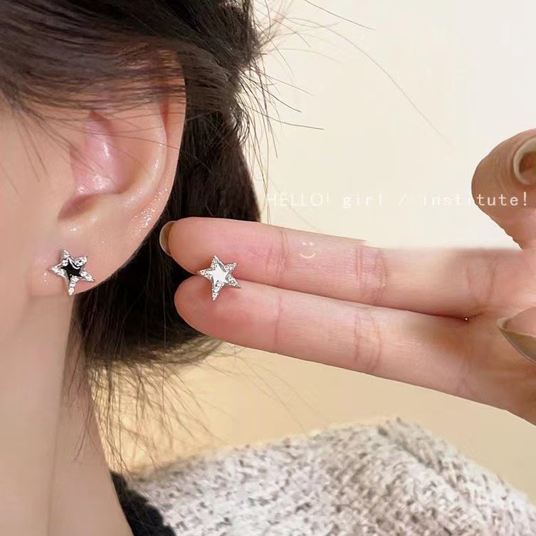 Yeezii Anting Perak Bintang Kristal Elegan Untuk Wanita Hypoallergenic Fashion Piecing Stud Earring Perhiasan Aksesoris