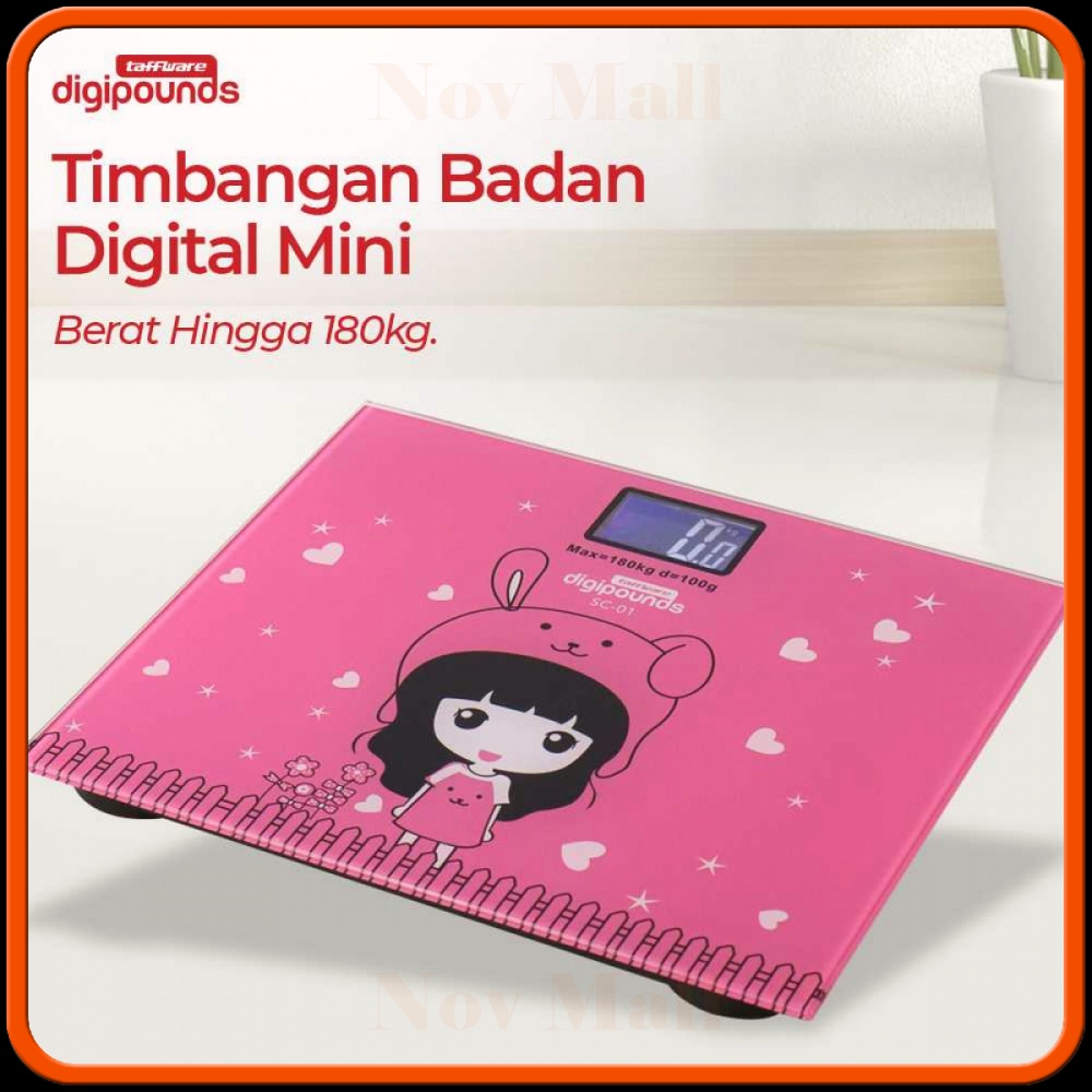 Taffware Digipounds Timbangan Badan Mini Digital Kartun 180Kg TB122