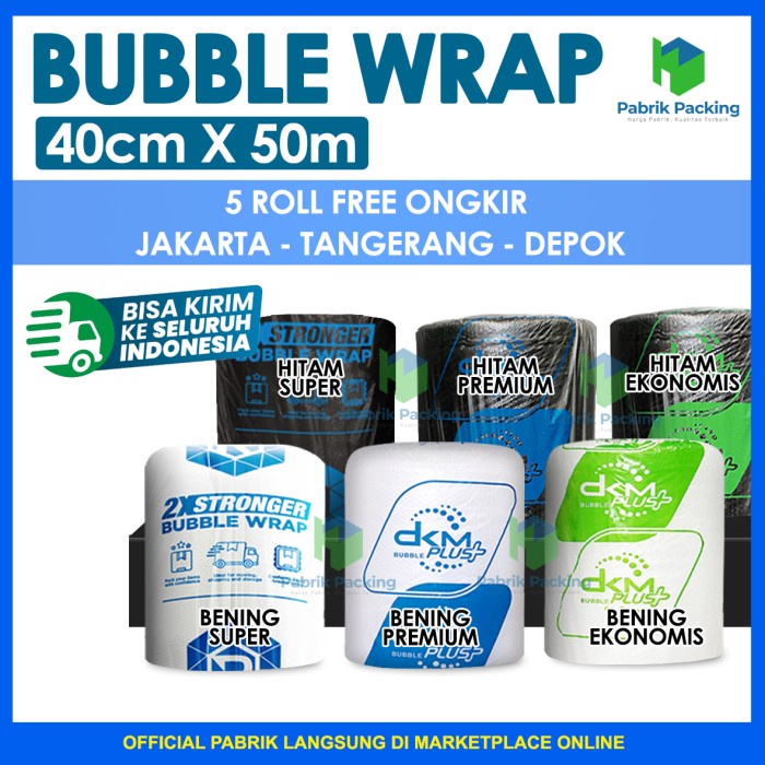 

Promo Terlaris PLASTIK BUBBLE WRAP 40 CM x 50 M PREMIUM DELKOMAS TERMURAH - 40CM X 50M, Bening Ekonomis