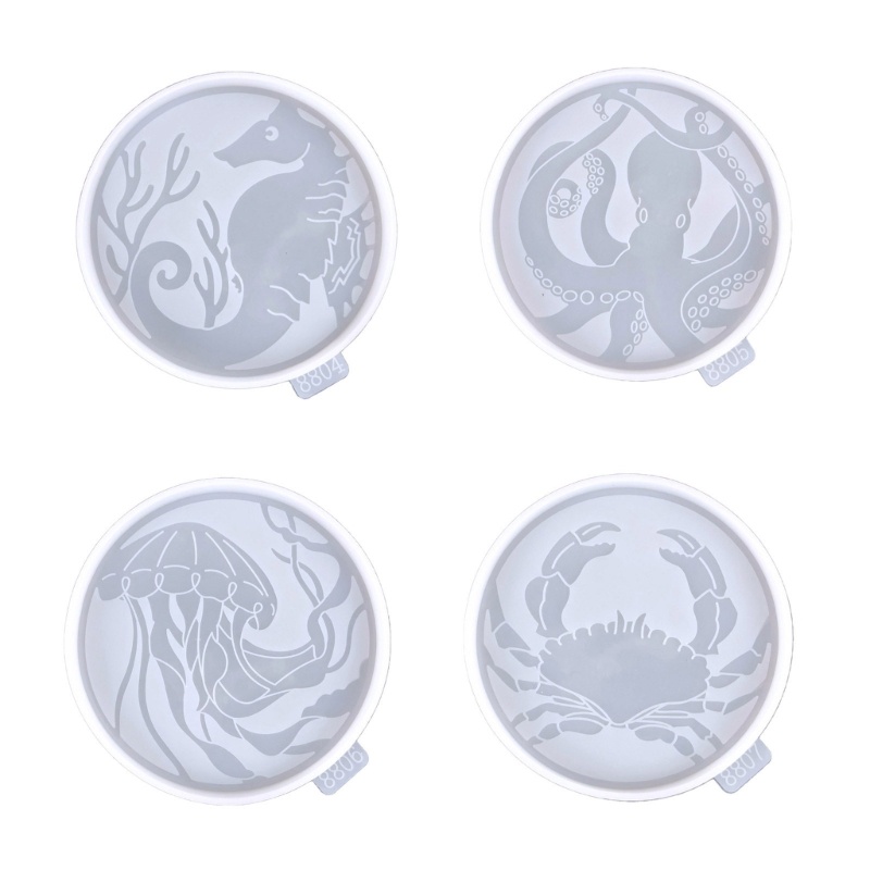 Siy 4Pcs Coaster Cetakan Silikon Untuk Resin Epoxy Casting Cup Mat Epoxy Molds DIY Art