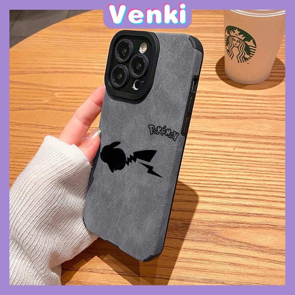 VENKI - Untuk iPhone 11 Case Kulit Anak Sekolah Suede Case Lembut Tahan Guncangan Ponsel Case Kamera Hitam Sederhana Elf Lucu Kompatibel dengan iPhone 14 13 Pro max 12 Pro max xr xs 7Plus 8Plus