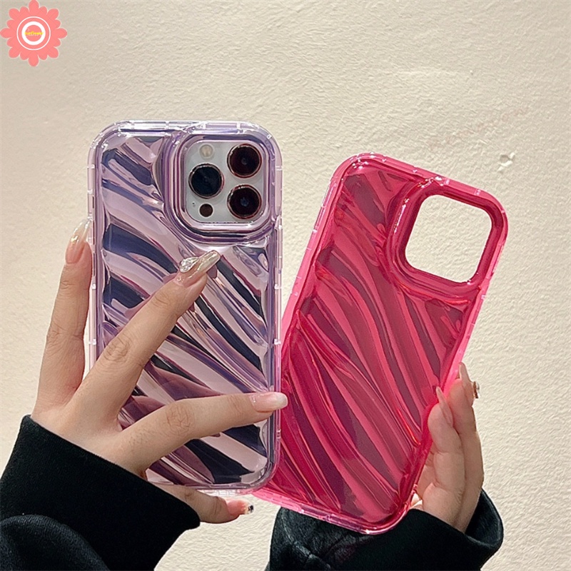 IPHONE Casing Kartu Laser Mewah Kerut Stereo 3D Kompatibel Untuk Iphone11 14 13 12 Pro MAX 7Plus XR 6 6S 7 8 Plus X XS MAX SE 2020motif Simple Mempesona Bening Lembut Ponsel Cover