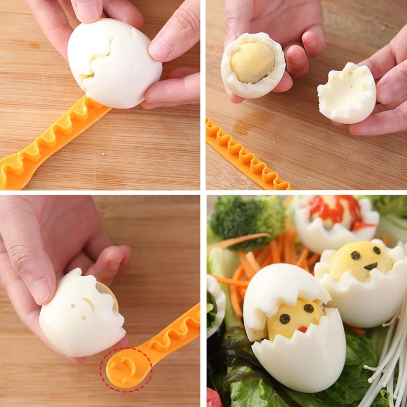 2pcs/set Cute Fancy Egg Cutter/ Mudah Dibersihkan Telur Nyaman Potongan Gelombang/Reusable Home Boiled Cut Egg Creative Tools