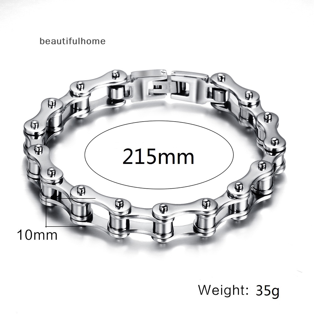 {beautifulhome} Gelang Punk Stainless Steel Pria Biker Sepeda Motor Rantai Bracelets 8.5&quot;.