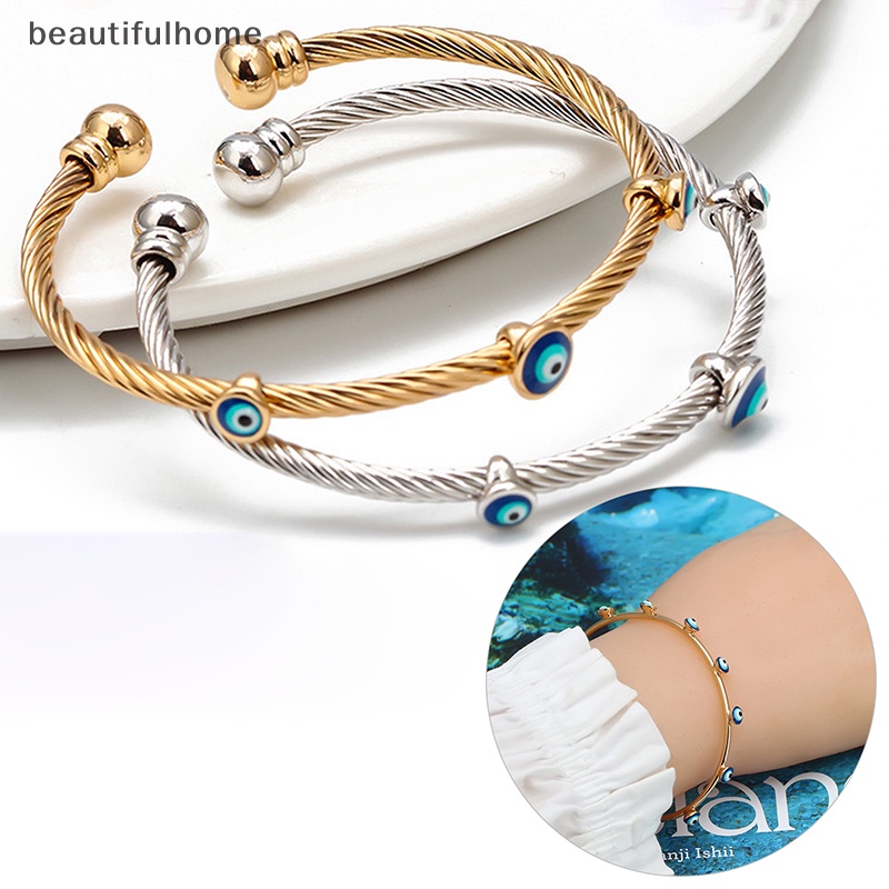 {beautifulhome} Lucky Eye Dropping Oil Turkish Evil Eye Gelang Warna Emas Perak Bangles Hadiah.