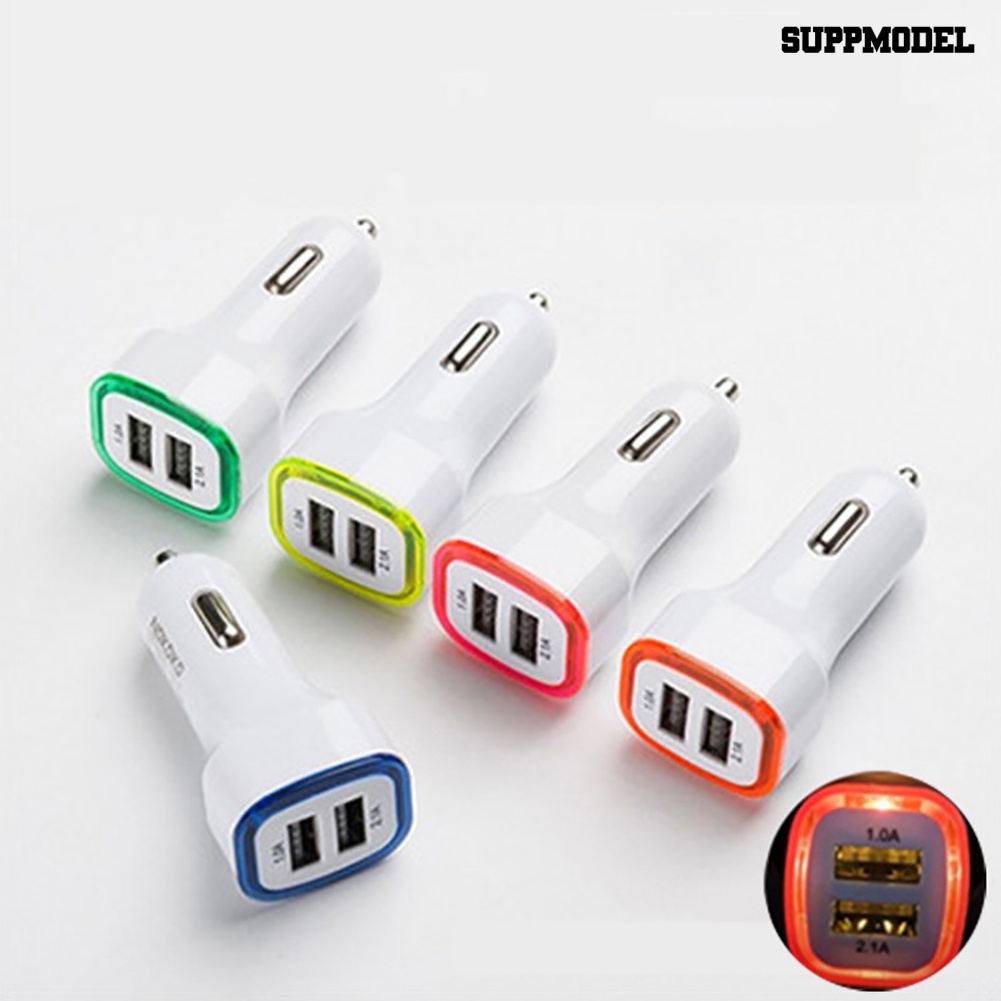 [SM]Universal Lampu LED Portable Ring Quick Charge Dual USB Port Adaptor Charger Mobil