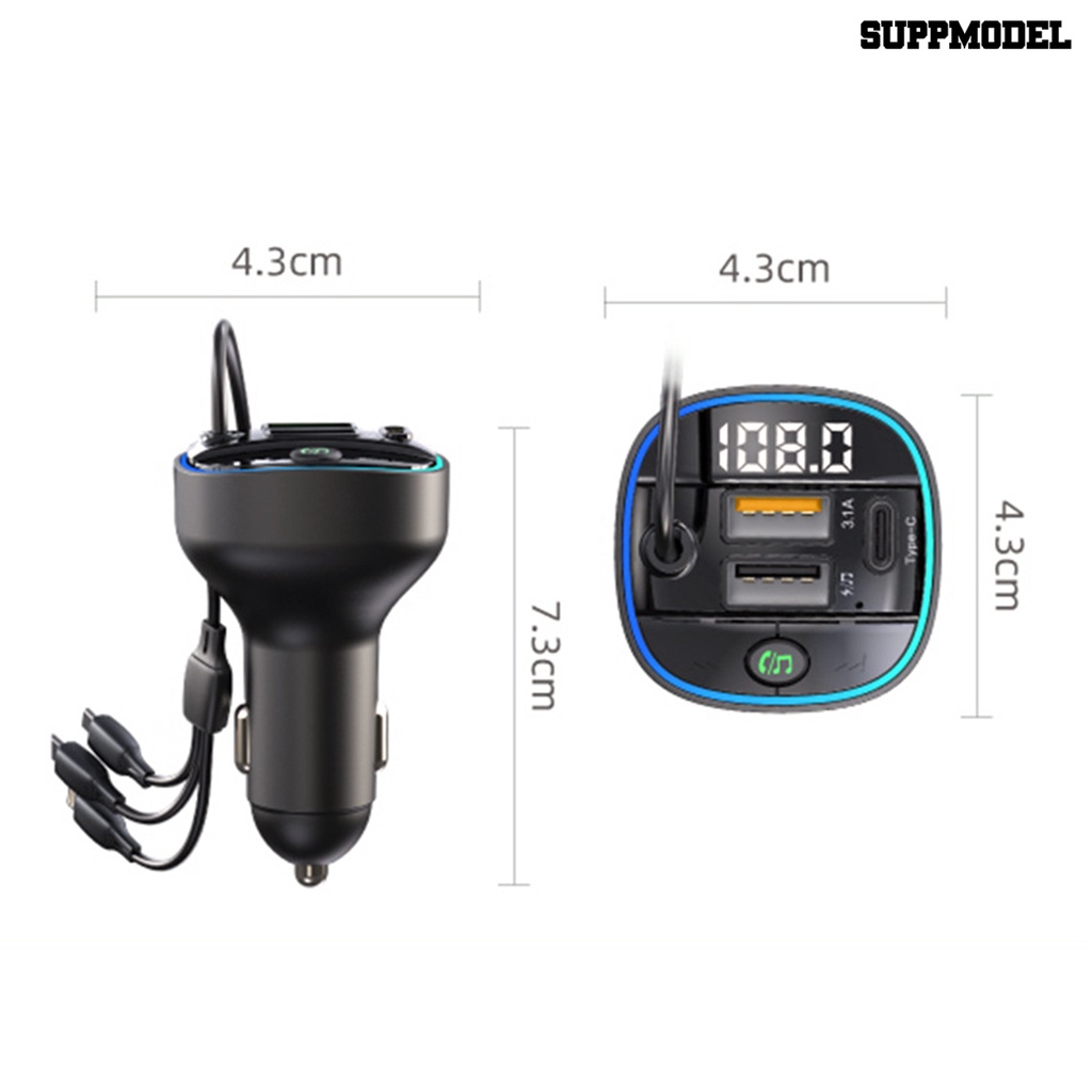 [SM] Adaptor Charger Mobil Bluetooth-Kompatibel 5.0 Digital Display QC3.0 Pengisian Cepat Universal Auto USB Power Adapter MP3 Player Perlengkapan Kendaraan