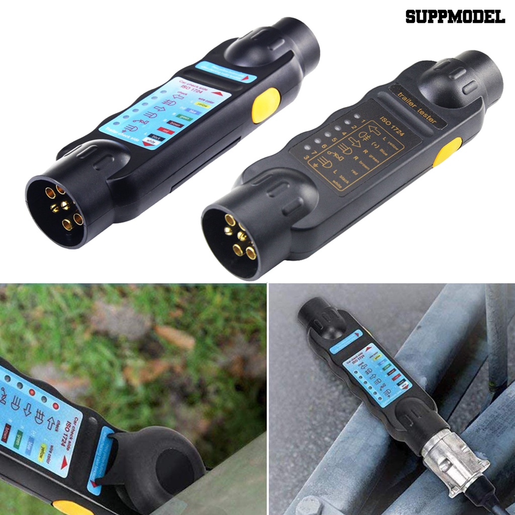 [SM]Trailer Tester 7pin 12V Plug Socket Alat Diagnostik Universal Caravan Derek Tow Bar Light Wiring Tester Trailer Tester Aksesoris Mobil