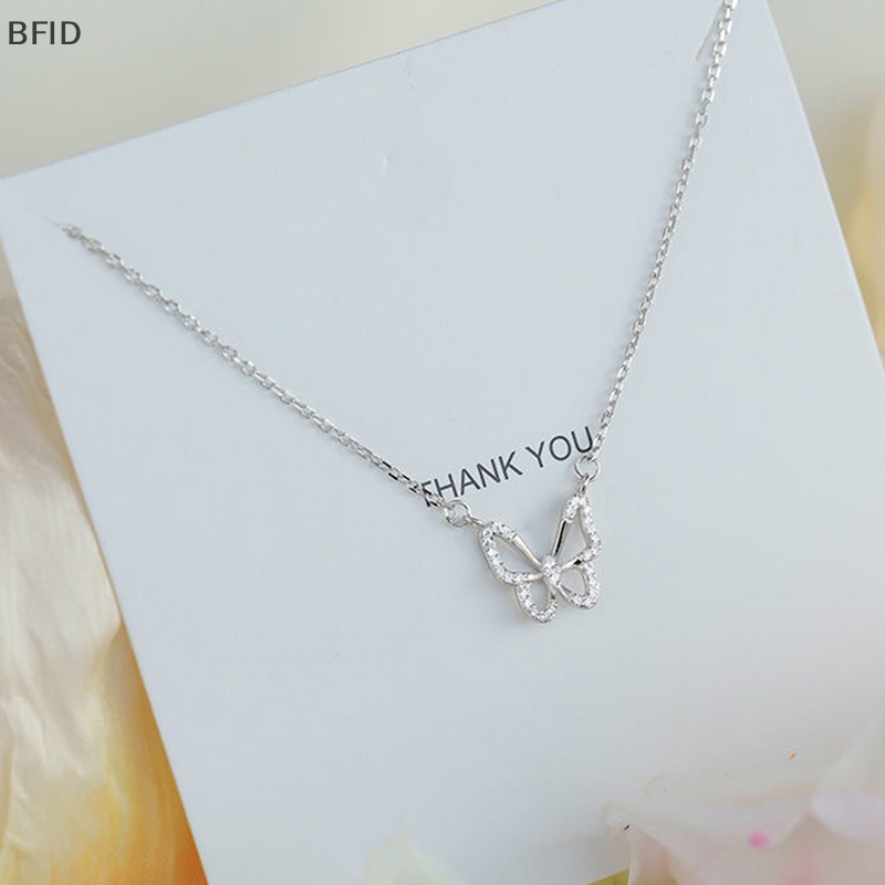 [BFID] Kalung Liontin Kupu-Kupu Yang Indah Kalung Rantai Silver Kristal Elegan Untuk Wanita Perhiasan Aksesoris Hadiah [ID]