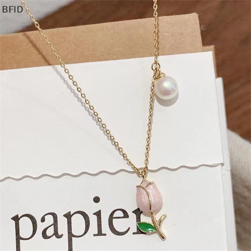 [BFID] Eropa Dan Amerika Baru Tulip Mutiara Wanita Kalung Fashion Kepribadian Ringan Pesta Sederhana Kalung Perhiasan Hadiah [ID]