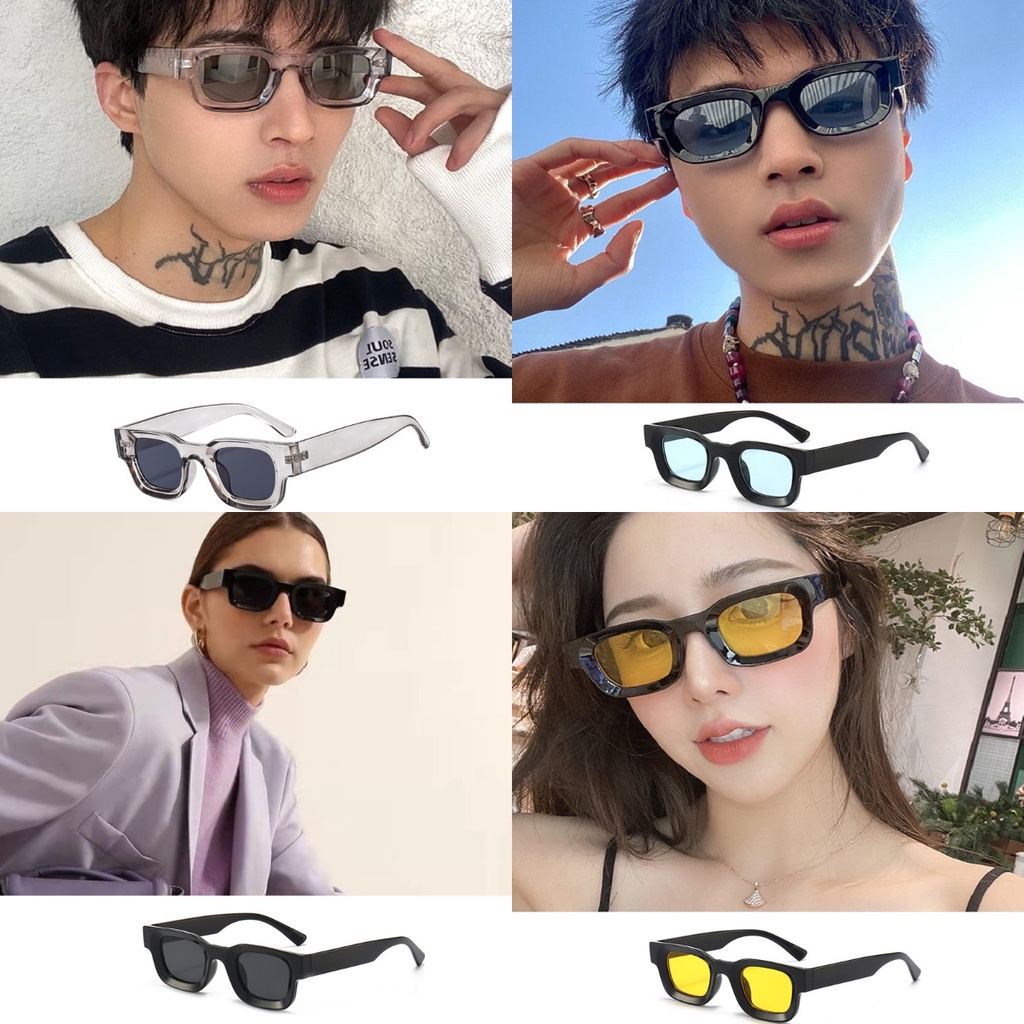 Kacamata Bingkai Persegi Baru Kepribadian Eropa Dan Amerika Tepi Tebal Tren Fashion Kacamata Bingkai Hip-hop Pria Dan Wanita Xiaohongshu Kacamata Hitam