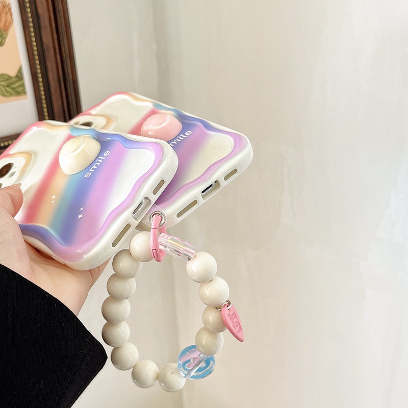 3D Mike White Hand Made Diy Smile Rainbow Soft Case iPhone 11 12 13 14 Pro Max New Apple for women girls Gift Bracelet