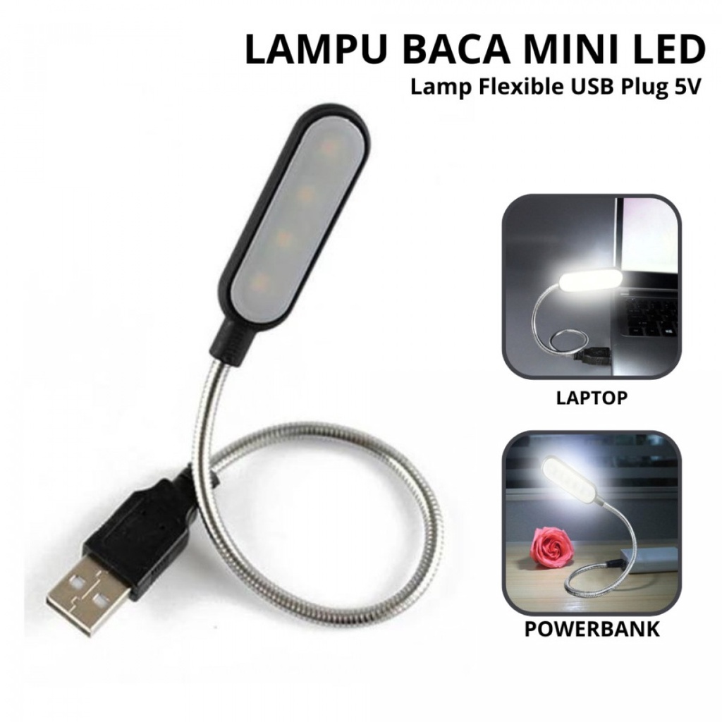 Lampu Baca Mini LED Fleksibel Reading Lamp USB Plug 5V - FM105