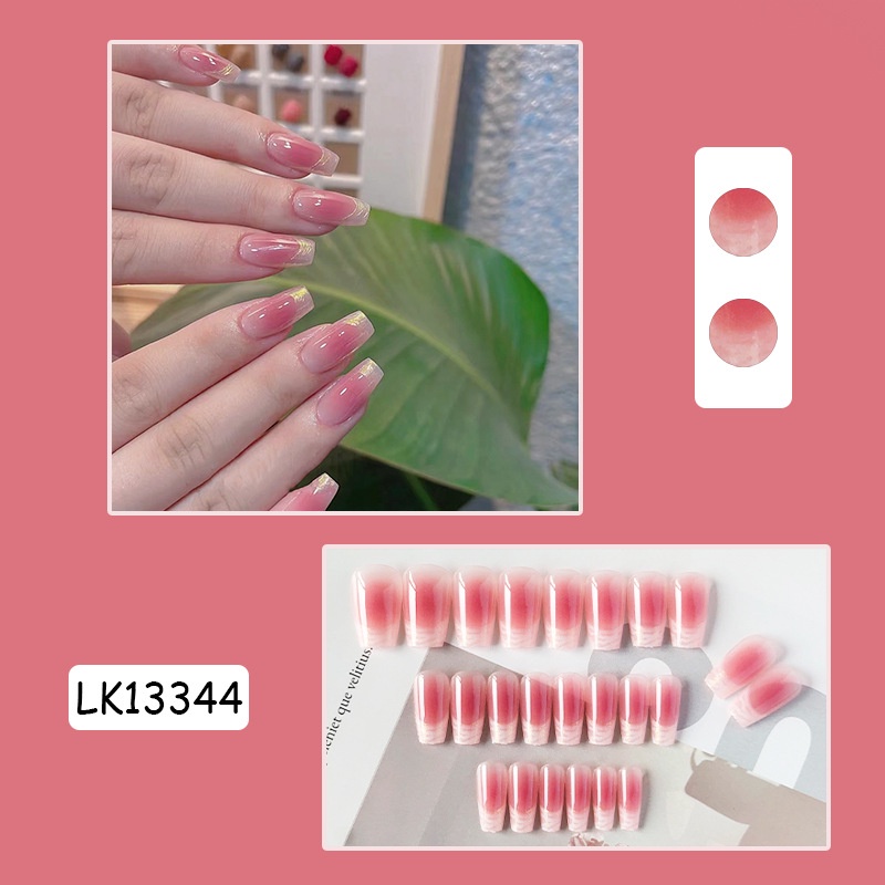 Sunset Aurora on Nails Lem Jelly Pada Kuku Dengan Desain Isi 24pcs Untuk Wanita Dan Anak Perempuan