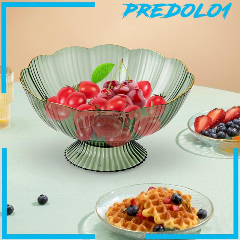[Predolo1] Mangkok Buah Hias Pinggiran Warna Tinggi Dengan Lubang Tiris Untuk Meja Dapur Garis Halus Tempat Sayur Multifungsi Bulat