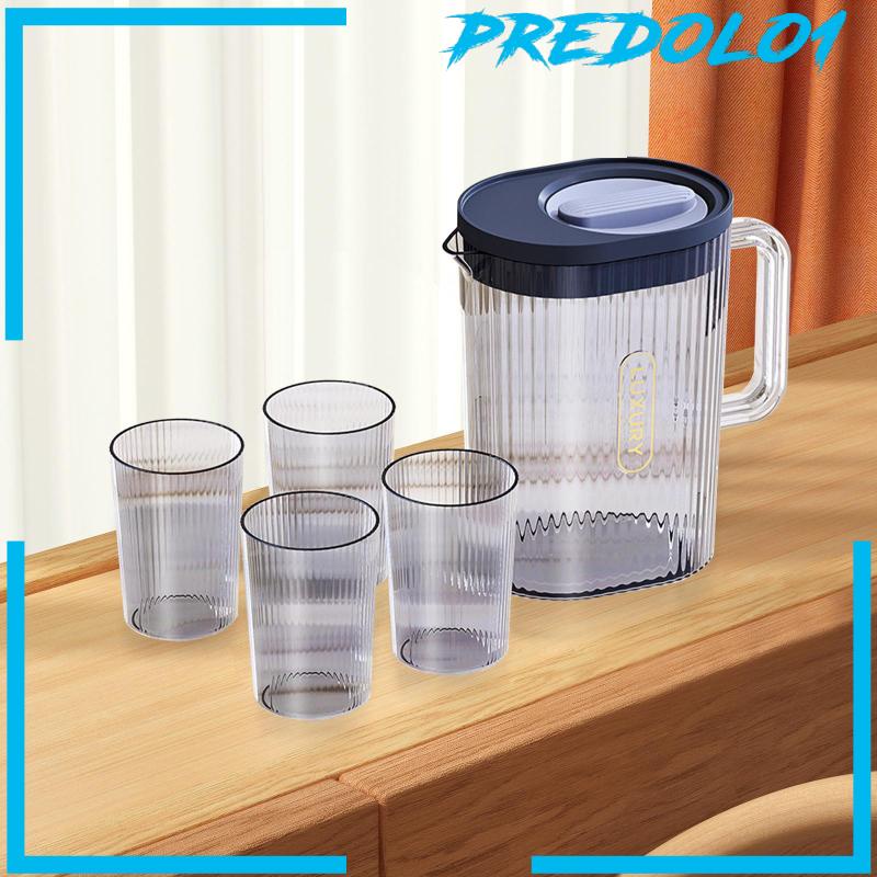 [Predolo1] Pitcher Air Besar Pitcher Air Panas Atau Dingin Dengan 4gelas Anti Bocor Dengan Tutup Dan Pegangan 70oz Lemon Kettle Cold Water Juice Jar Untuk Rumah Tangga