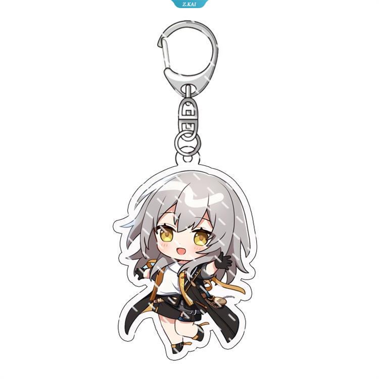 Permainan Anime Kartun Honkai Bintang Rel Dan Heng Maret 7th Perak Serigala Kreatif Siswa Ransel Keychain Perhiasan [ZK]