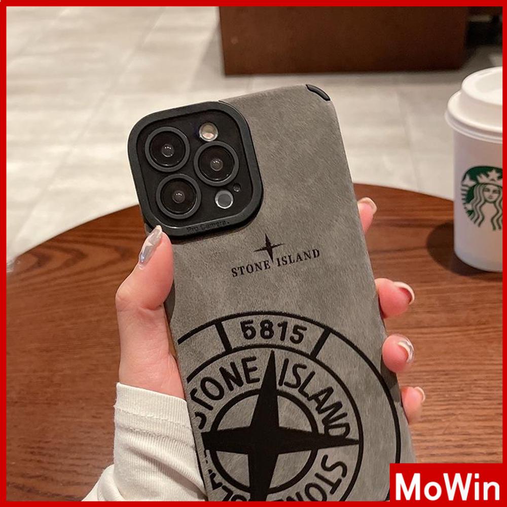 Case iPhone 14 Pro Max iPhone Case Kulit Abu-abu Pupil Patch Suede Tahan Guncangan Kamera Pulau Batu Sederhana Kompatibel dengan iPhone 13 Pro max 12 Pro Max 11 xr xs max 7Plus 8Plus