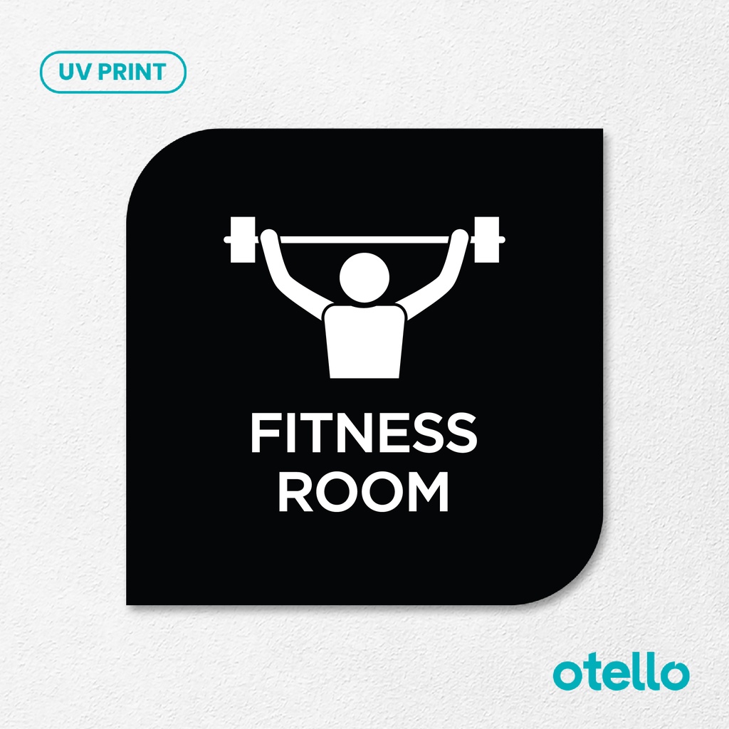 Fitness Room Signage Board Akrilik Tempel Dinding Papan Acrylic Sign Board Signage Tempel Dinding Tulisan Label Tanda Petunjuk Rambu Aklirik UV Print Nama Ruangan