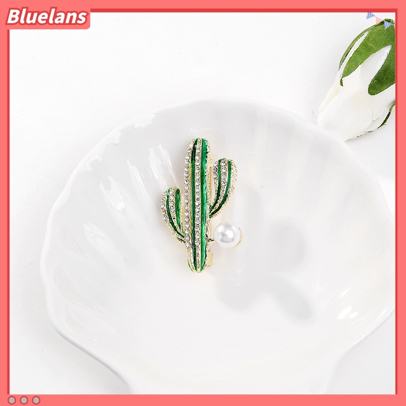 [BLS] Kaktus Bros Kreatif Mode Suasana Bertabur Berlian Mutiara Temperamen pin Pakaian Korsase