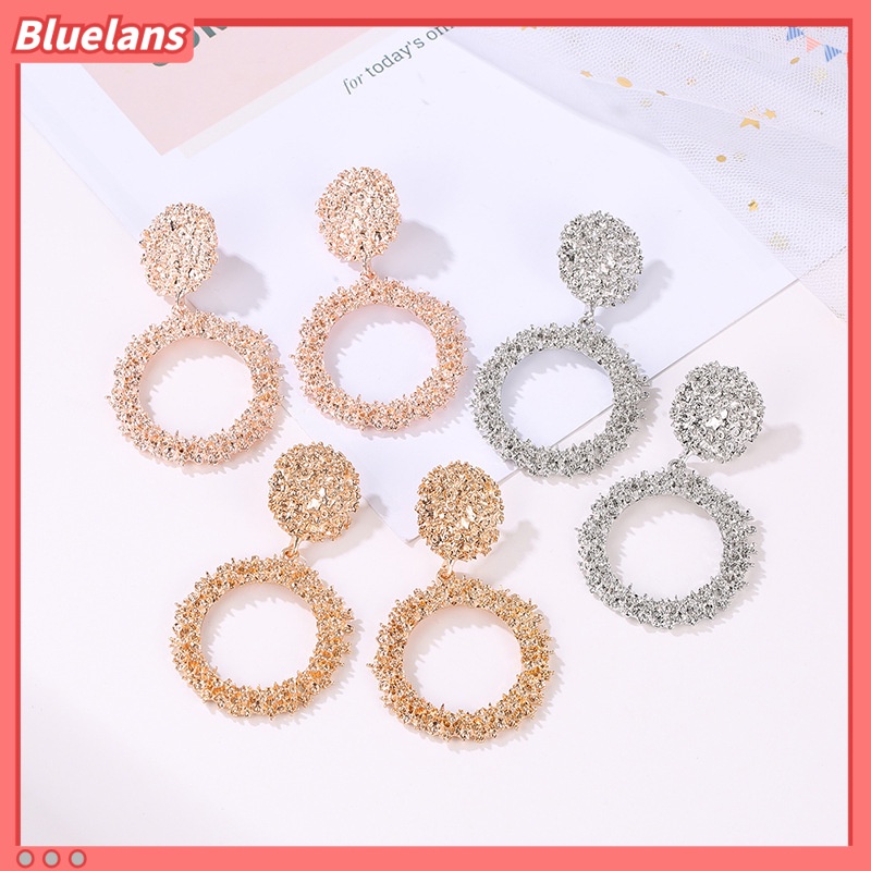 [BLS] Anting Lingkaran Besar Motif Logam Angin Retro