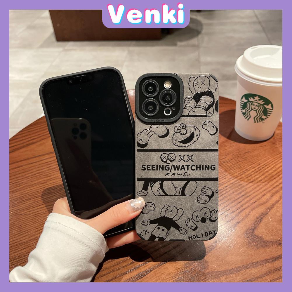 VENKI - Untuk iPhone 11 Case Leather Pupil Suede Case Soft Shockproof Phone Case Perlindungan Kamera Kartun Klasik Kompatibel dengan iPhone 14 13 Pro max 12 Pro max xr xs 7Plus 8Plus