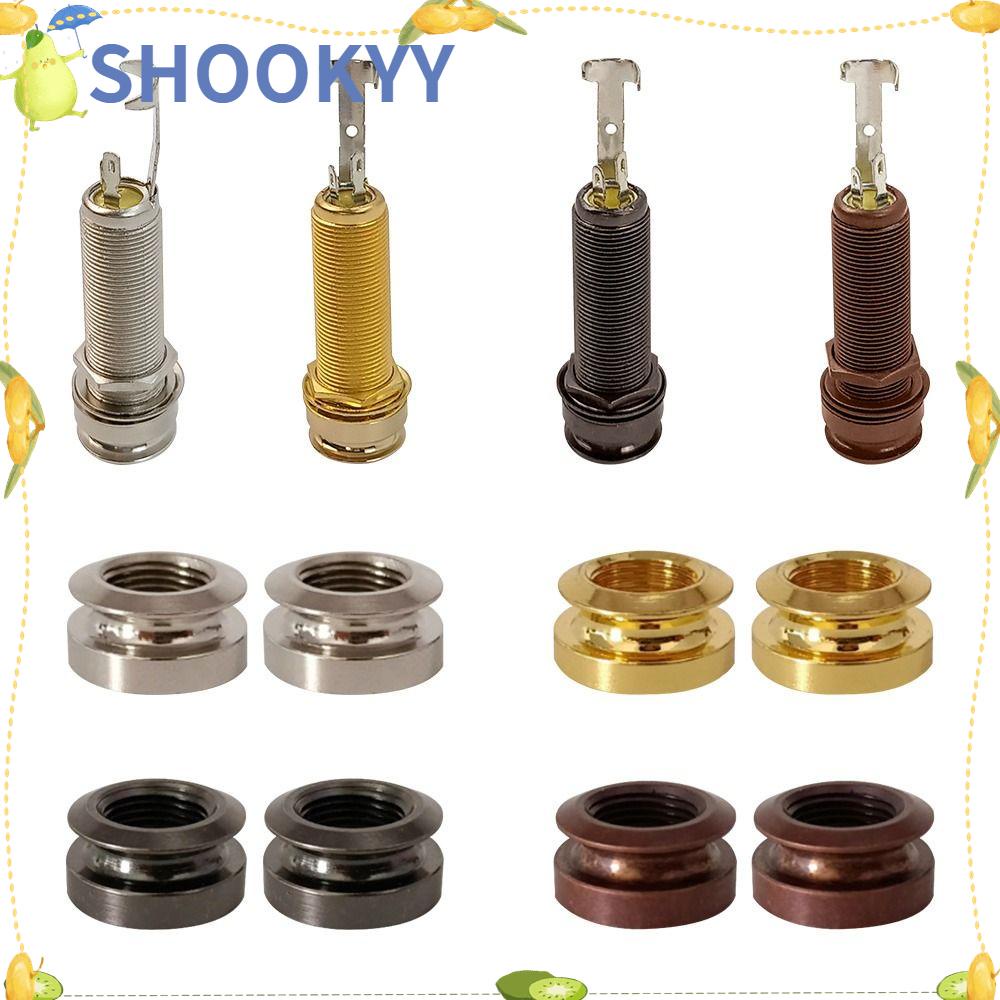 Chookyy1/2pcs Silinder Ulir Baru1/4&quot; 6.35mm Plug Sockets Endpin Jack Output