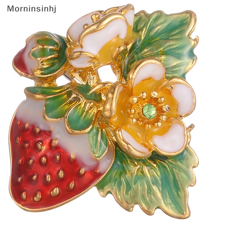 Mornin Enamel Strawberry Bros Pin Baju Kerah Buket Buah Bros Perhiasan Hadiah id