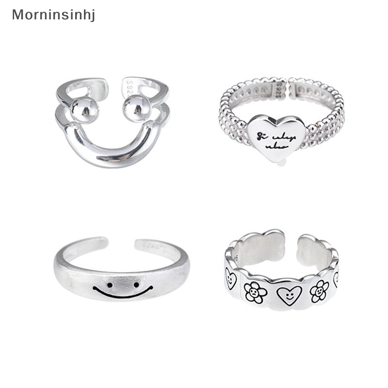 Mornin Cincin Bentuk Smile Keren Punk Warna Silver Untuk Wanita Fashion Jewelry Adjustable Open Vintage Ring Untuk Pesta Hadiah Ulang Tahun id