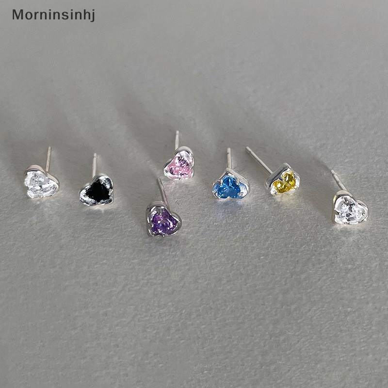 Mornin 1pasang Fashion Cinta Ringan Stud Earring Mini Warna-Warni Zirkon Jantung Telinga Stud Untuk Wanita Perhiasan Tulang Rawan Telinga id