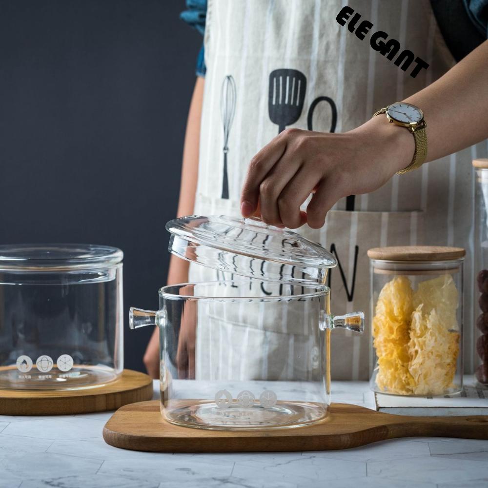 [Elegan] Panci Sup Mie Dapur Kaca Tebal Tahan Panas Tahan Ledak Saucepan