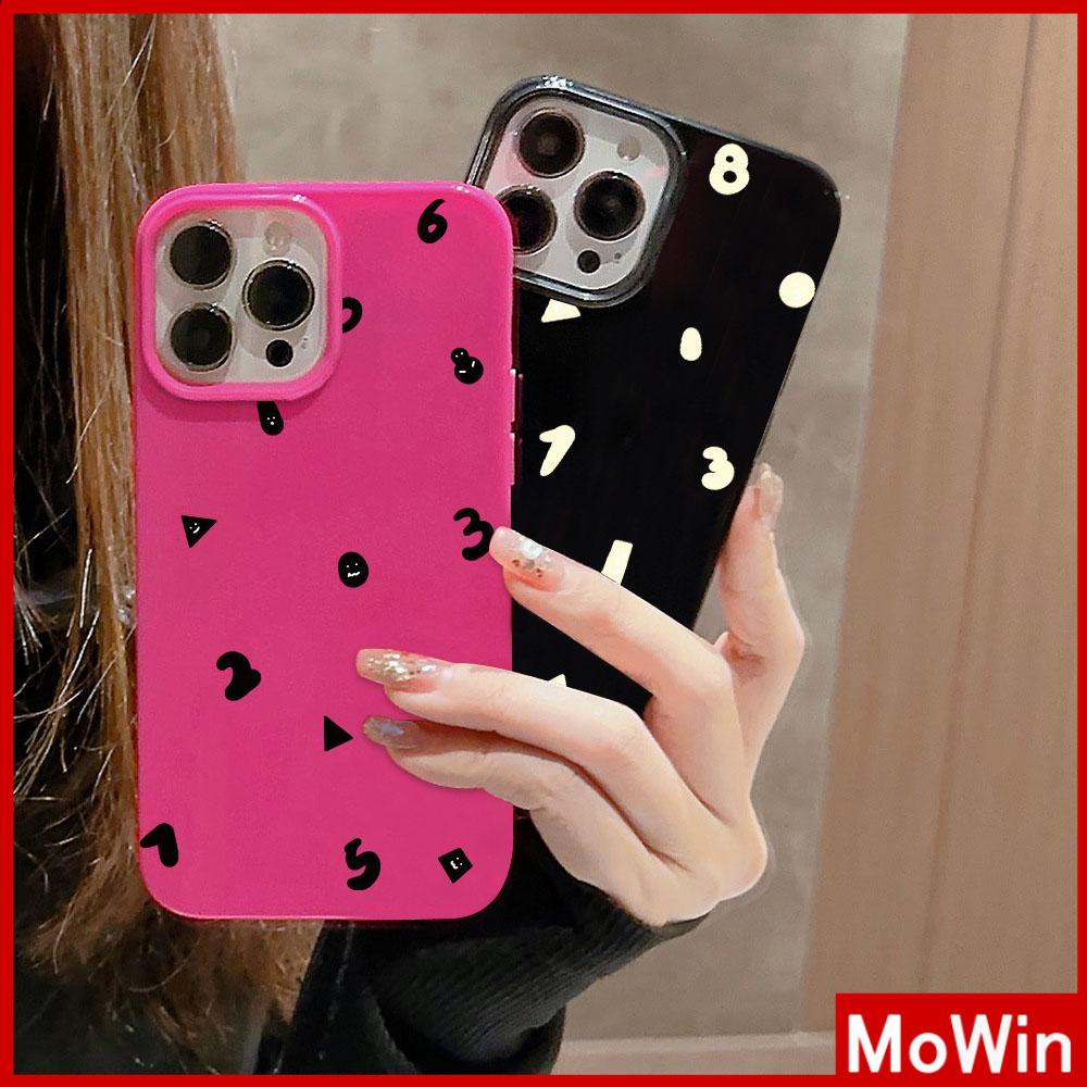 Case iPhone 14 Pro max iPhone Case Hitam Glossy TPU Lembut Tahan Guncangan Perlindungan Kamera Merah Muda Hitam Digital Sederhana Kompatibel dengan iPhone 13 Pro max 12 Pro Max 11 xr xs max 7Plus 8Plus