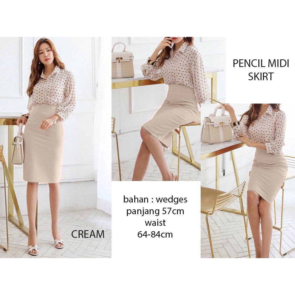 (A165) Rok pencil midi skirt / rok span kerja