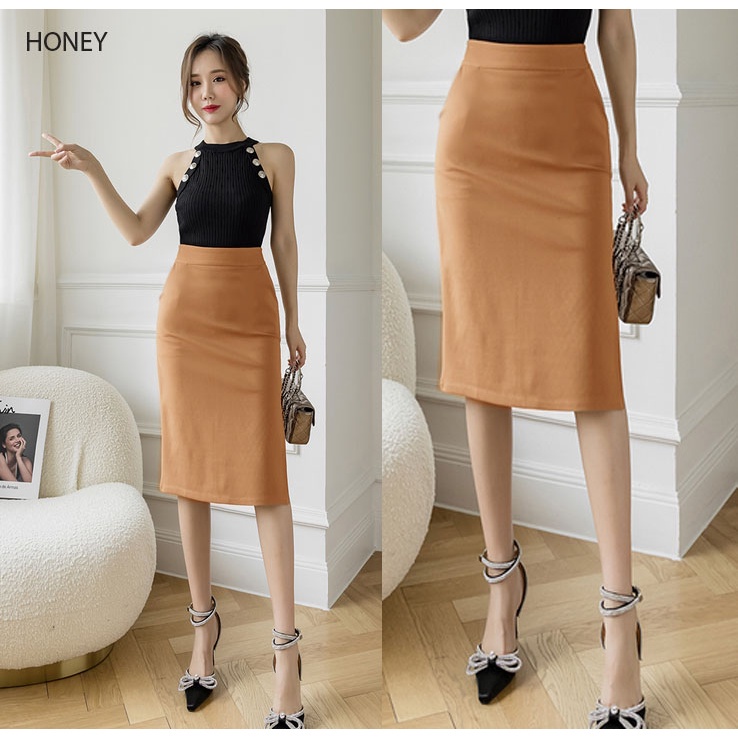 (A165) Pencil scuba midi skirt / rok kantor / rok kerja wanita