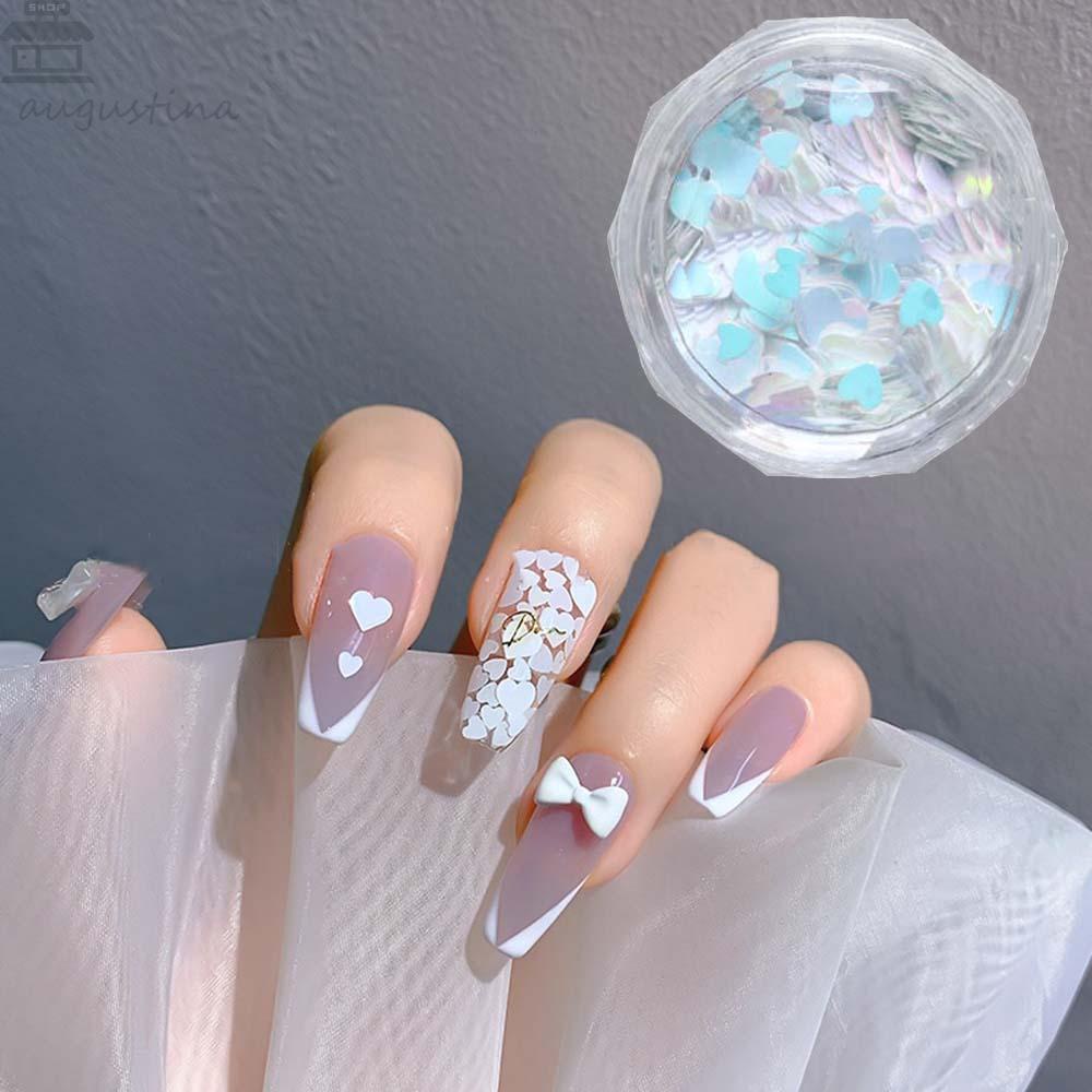 AUGUSTINA Agustina Nail Art Love Payet Ukuran Campur Glitter Aurora Flakes Aksesoris Manicure