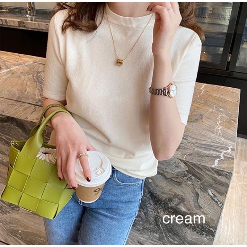 (B102) ROUND NECK BASIC KNIT top
