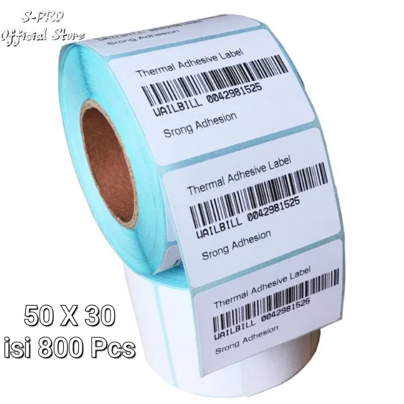 

DIRECT THERMAL STIKER 50X30 MM KERTAS LABEL STIKER BARCODE 1 LINE ISI 800 PREMIUM