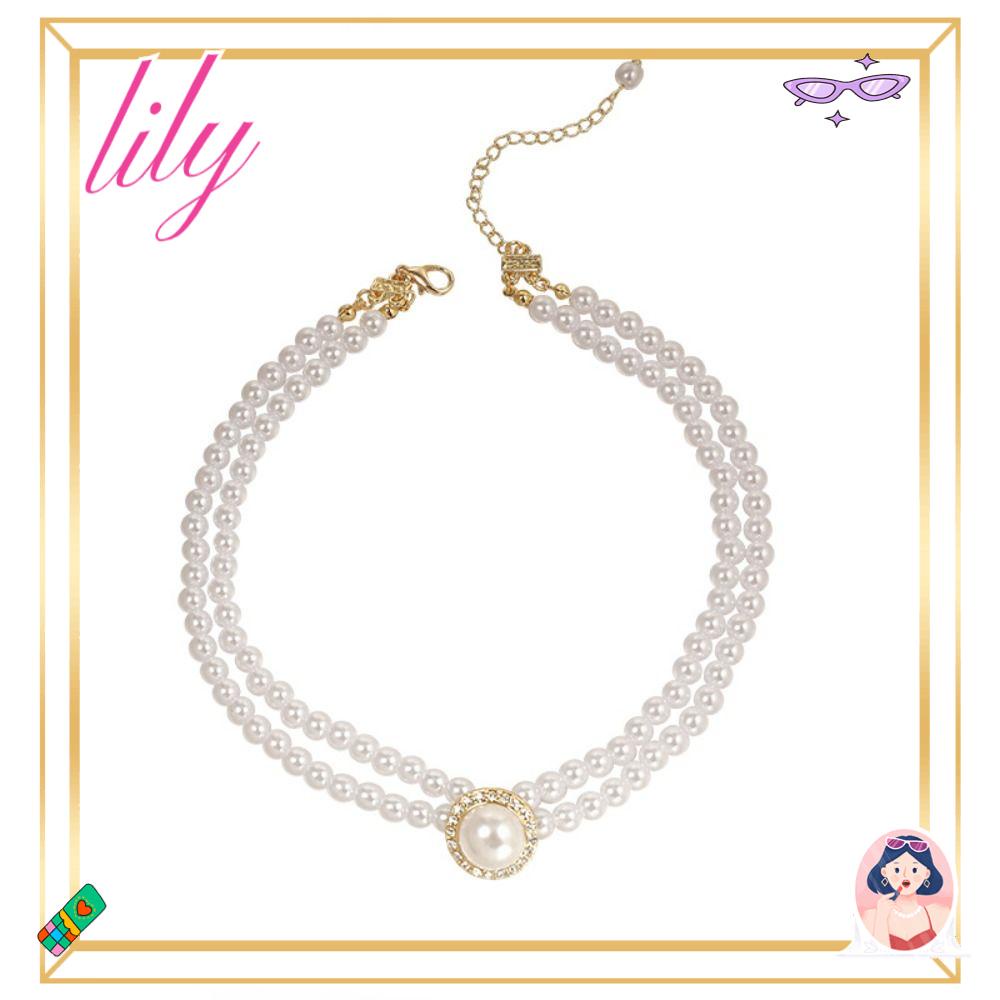 Kalung Mutiara LILY, Kalung Bunga Mutiara, Rantai Pendek Yang Indah Perhiasan Rantai Mutiara Simulasi Pir Untuk Anak Perempuan