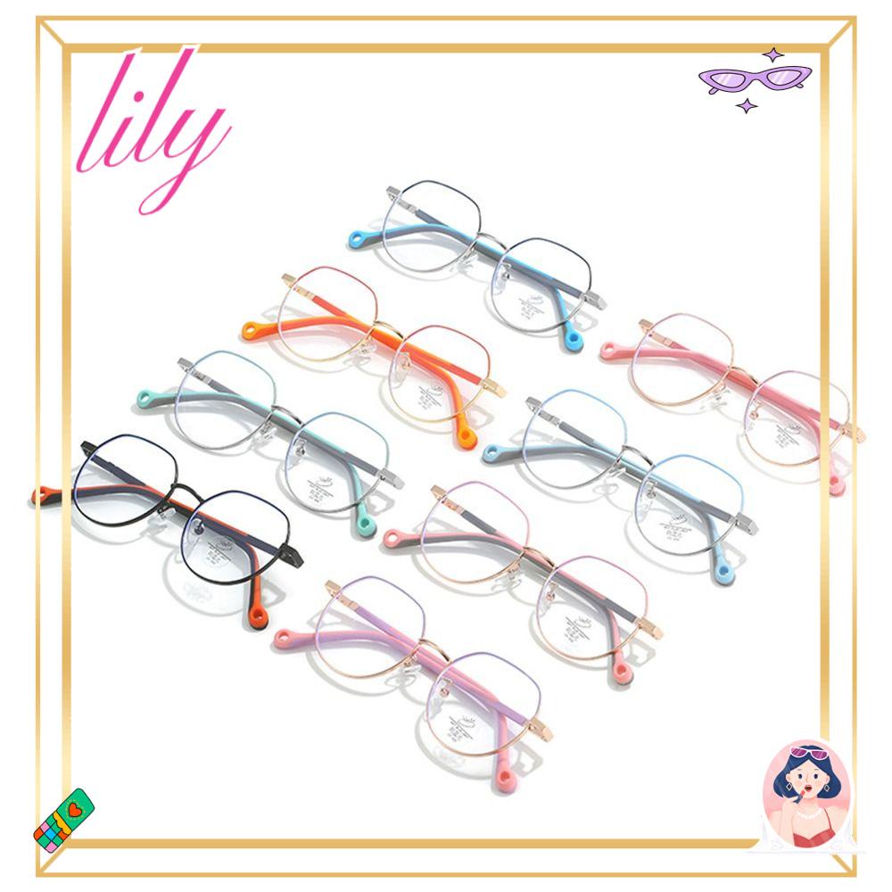 Lily Kacamata Yang Nyaman, Kacamata Anak-Anak Anti-Cahaya Biru, Fashion Logam Komputer Kelas Online Bingkai Ultra Ringan Untuk Anak Laki-Laki Perempuan