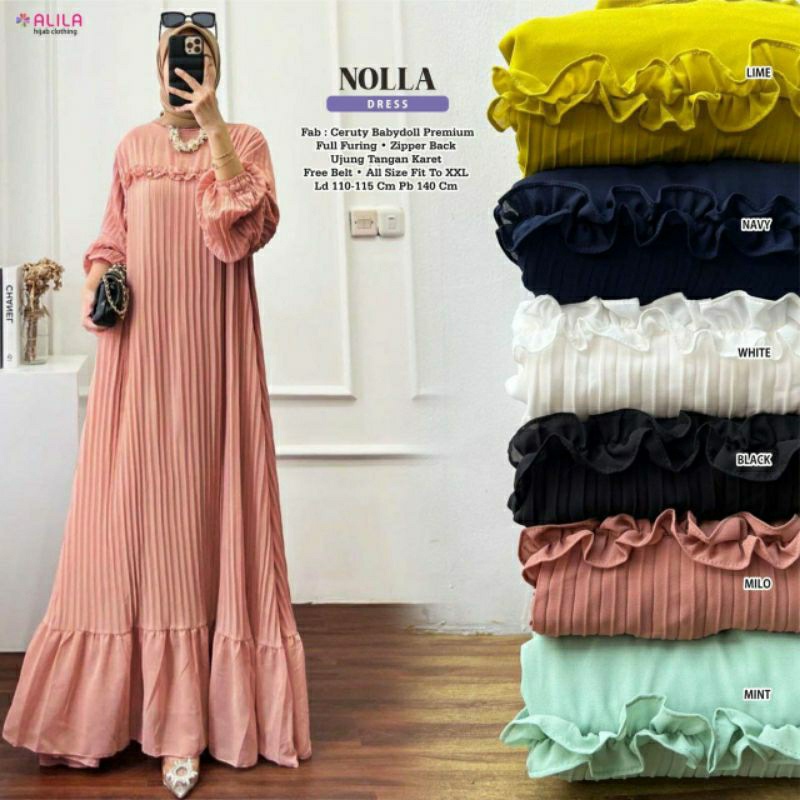 NOLLA DRESS free belt ORI ALILA | Ceruty Babydoll Premium