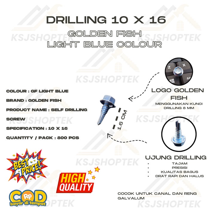 Drilling Galvalum Canal 10 x 16  gf Baut Kanal Baja Ringan SDS Roofing