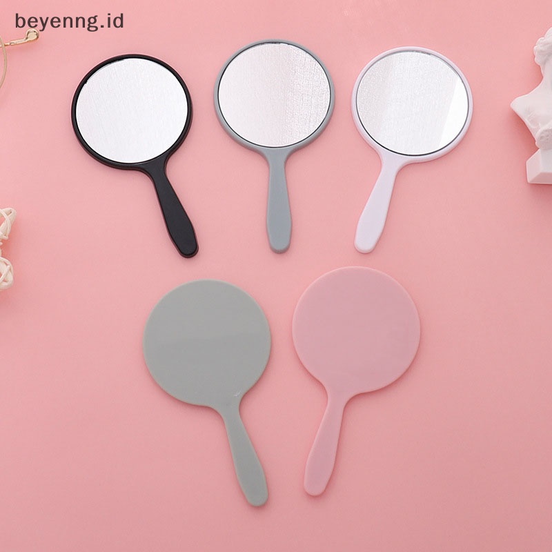 Beyen Cermin Rias Genggam Bulat Vanity Mirror Dengan Handle Hand Mirror Cosmetic ID