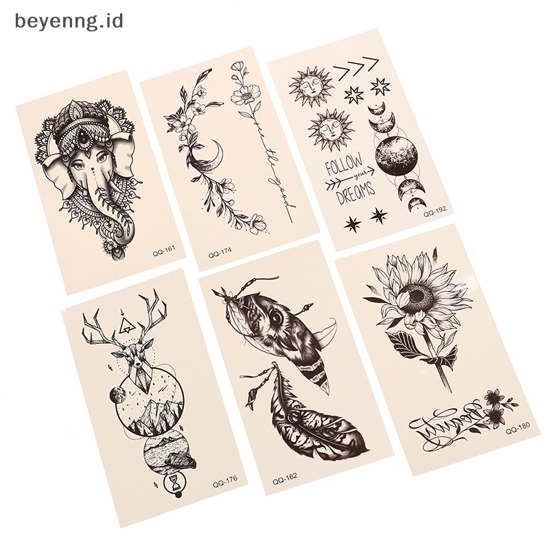 Beyen 1lembar Stiker Tato Temporer Tahan Air Bunga Kupu Singa Stiker Palsu ID